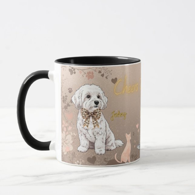Caneca de casal de cachorro “Maltese Couple” (Esquerda)