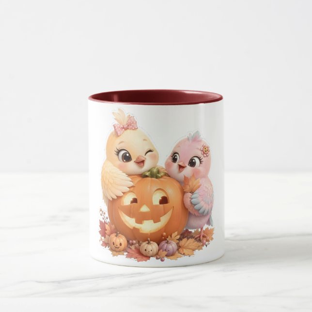 Caneca de casal de pássaros encantadores de Hallow (Centro)