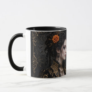 Caneca de Casal Halloween Rosa Laranja Gótica - Ro