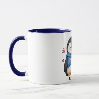 Caneca de Casal Pinguim Nome Personalizado