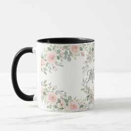 Caneca de casamento dourada com garrafa de flores 