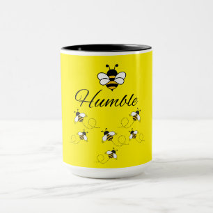 CANECA DE CERÂMICA AMARELA BRANCA 15 OZ. ABELHA HU