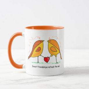 Caneca de Cerâmica Amizade Doce Pássaros