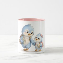 Caneca de Cerâmica Azul com Acento Rosa