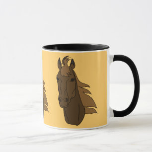 caneca de cerâmica cabeças de cavalo