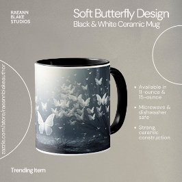 Caneca de Cerâmica com Design de Borboleta Suave
