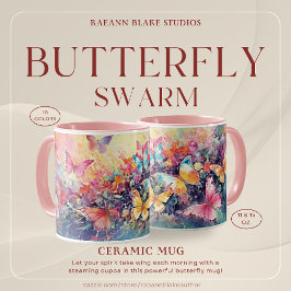 Caneca de Cerâmica com Design de Enxame de Borbole