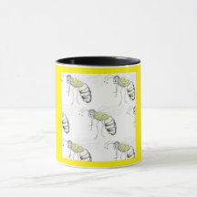 Caneca de Cerâmica com Ilustração de Abelha - Zumb