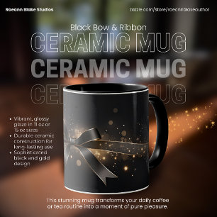 Caneca de Cerâmica com Laço e Fita Preta