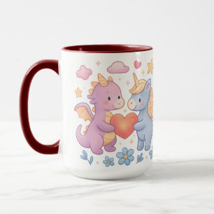 Caneca de Cerâmica Coração de Dragão Mágico e Unic