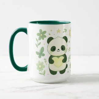 Caneca de Cerâmica Coração de Panda Caprichoso