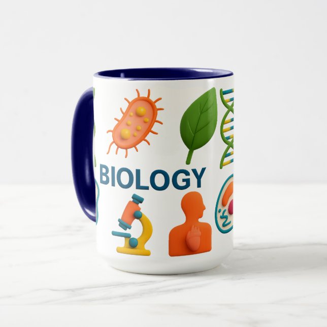 Caneca de Cerâmica de Biologia Colorida (Frente Esquerda)