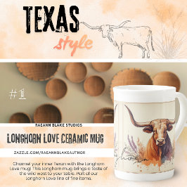 Caneca de Cerâmica de Porcelana Longhorn Love #1