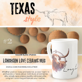 Caneca de Cerâmica de Porcelana Longhorn Love #2