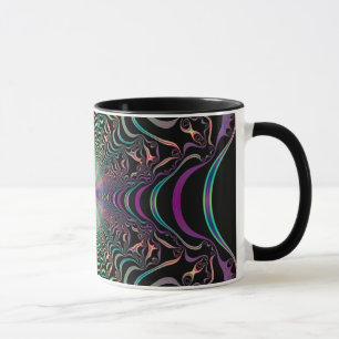 Caneca de Cerâmica de Teia Fractal Pastel Abstrata
