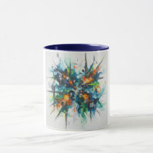 Caneca de Cerâmica Explosão de Cor Abstrata