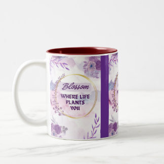 Caneca de Cerâmica Floral Inspiradora | Xícara de