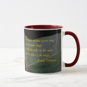 Caneca de Cerâmica Folha e Noz de Outono Com Poema