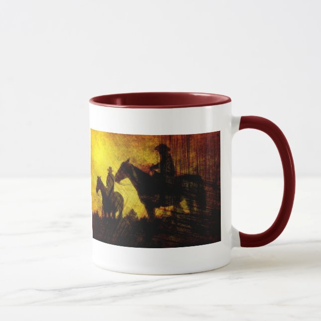 Caneca de Cerâmica Grunge Cowboys e Cavalos (Direita)