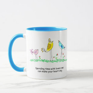 Caneca de Cerâmica, Pássaros Caprichosos com dizer