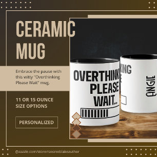 Caneca de Cerâmica Por Favor Aguarde Pensando Dema