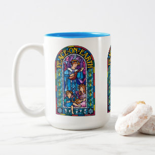Caneca de cerâmica pré-Raphaelite de Natal Peace-o