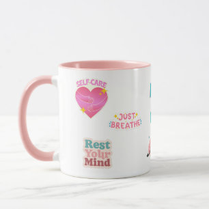 CANECA DE CERÂMICA SERENA DE 15OZ EM TOM DE ROSA E