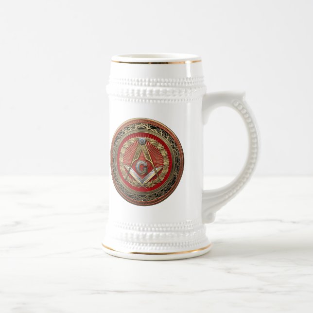 Caneca De Cerveja [200] Master Mason - Dourado Square & Compass (Direita)