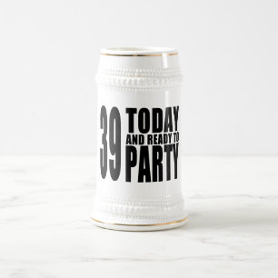 Caneca De Cerveja 39th Partidos de aniversários: 39 hoje & apronte