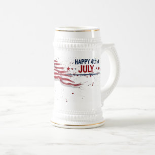 Caneca De Cerveja 4 de Julho - Salpico Artístico da Bandeira dos EUA