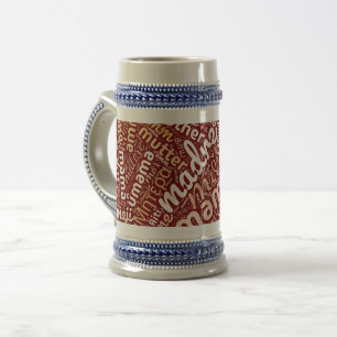 Caneca De Cerveja 60 Palavras para 'Mãe' em Diferentes Idiomas