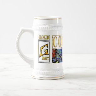 Caneca de Cerveja 650 ml – Arte Abstrata GOLD por