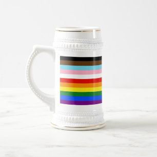 Caneca De Cerveja A bandeira do orgulho de onze listras da SlipperyJ