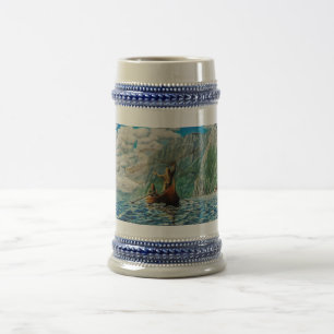 Caneca De Cerveja A carcaça da rede, homens de Viking no bost pesca