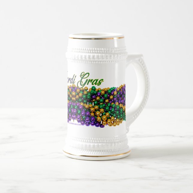 Caneca De Cerveja A imagem icônica de SlipperyJoe com tema Mardi Gra (Frente Esquerda)