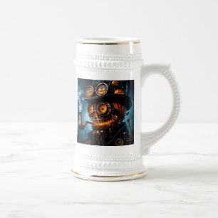 Caneca De Cerveja Abóbora de Halloween Steampunk Gótico