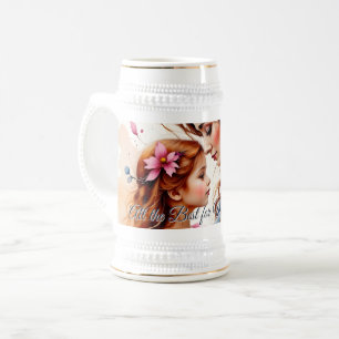 Caneca De Cerveja Abraço do Dia das Mães em Estilo Floral Aquarela