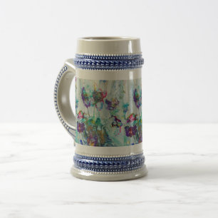 Caneca De Cerveja Abstrato de jardim de beija-flores