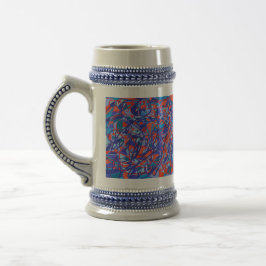 Caneca De Cerveja abstrato vermelho branco e azul