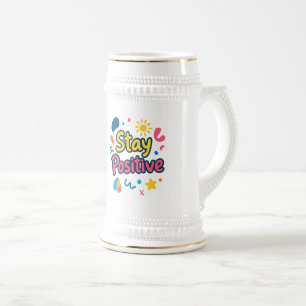 Caneca De Cerveja Adesivo Colorido Fique Positivo
