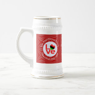Caneca De Cerveja African American Red Letters LOVE Flag Personalize