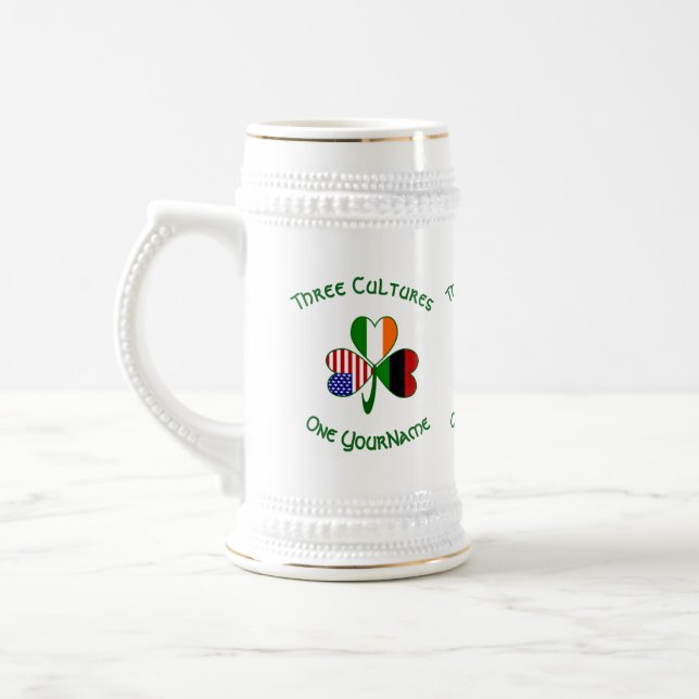 Caneca De Cerveja Afro-Irlandês-Americano Shamrock Personalizado (Esquerda)