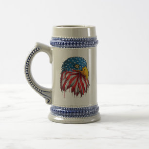 Caneca De Cerveja Águia Americana Patriótica Bandeira EUA 