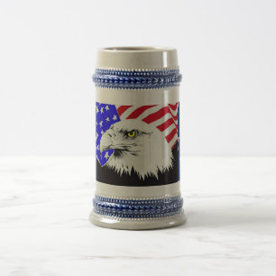 Caneca De Cerveja Águia Balda e Bandeira Americana