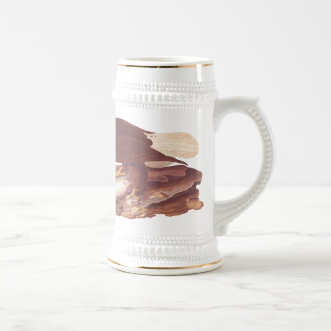 Caneca De Cerveja Águia majestosa calva de Audubon com peixe fresco (Direita)