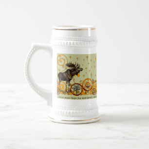 Caneca De Cerveja Alce Rodopio Estrelas Lua Paz Alegria Ho Ho Ho Ste