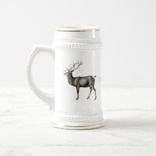 Caneca De Cerveja Alce Vintage e Design de Nome