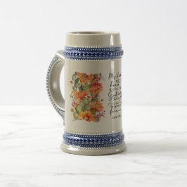 Caneca de cerveja alemã floral com versículo bíbli