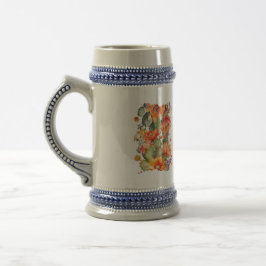 Caneca de cerveja alemã floral com versículo bíbli