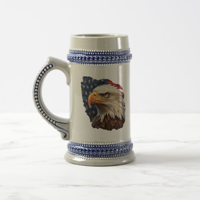 Caneca De Cerveja American Flag Bald Eagle (Esquerda)